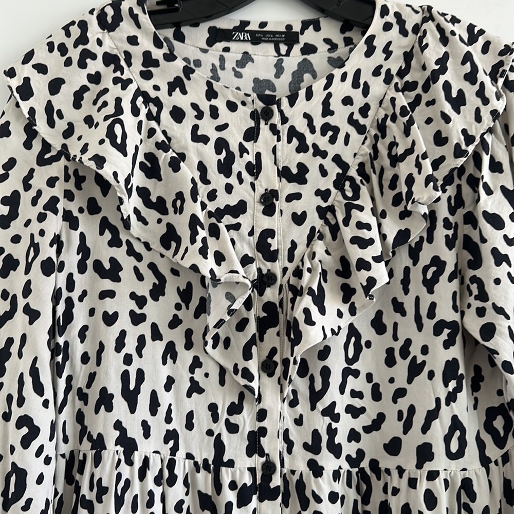 NWOT Zara Animal Print Babydoll Mini Dress - Picture 6 of 12